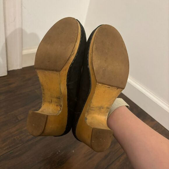 Woodies by Jeffrey Campbell Black Leather Platform Leather Heeled Bootie 7.5M - Picture 6 of 10